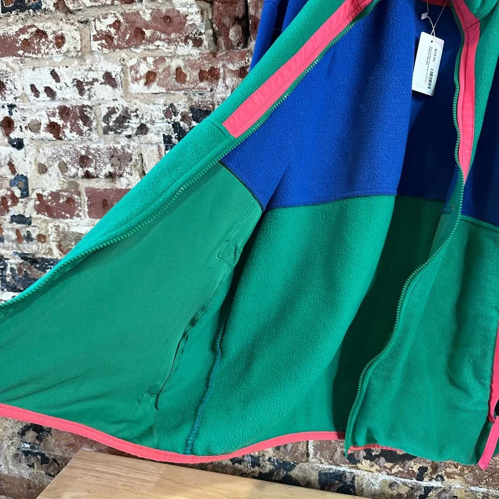 Columbia Back Bowl Full Zip Fleece Blue Green Retro Mens XL